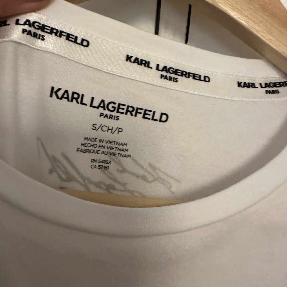 Karl Lagerfeld White Graphic T-Shirt - Picture 2 of 3